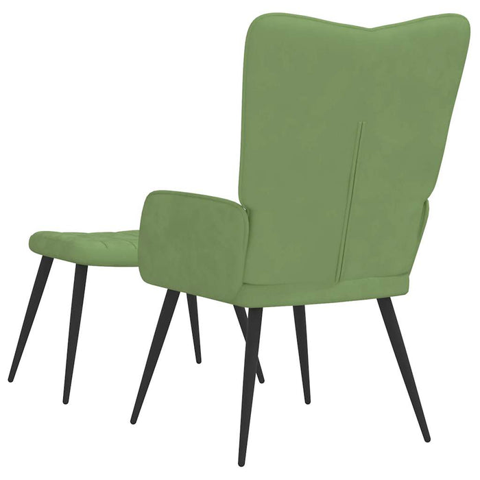 Scaun de relaxare cu taburet, verde deschis, catifea WALTI