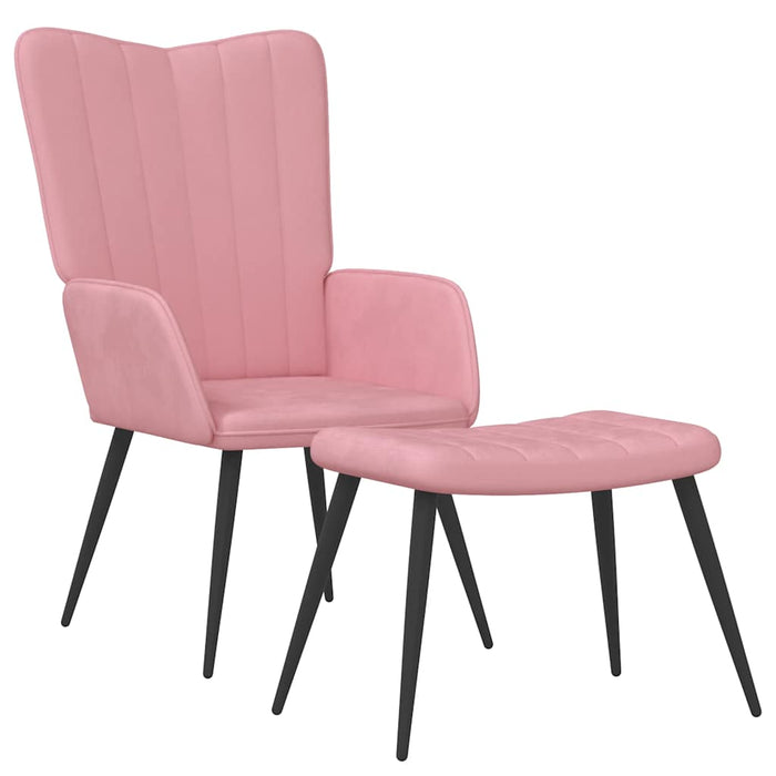 Scaun de relaxare cu taburet, roz, catifea - WALTI WALTI