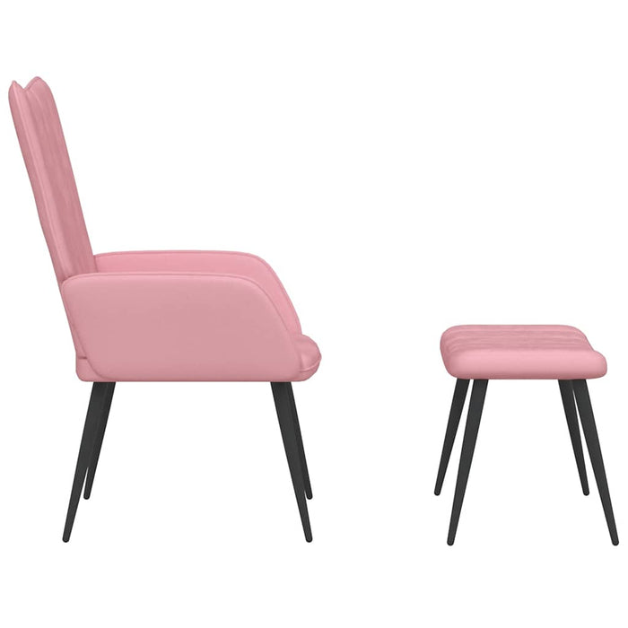 Scaun de relaxare cu taburet, roz, catifea - WALTI WALTI