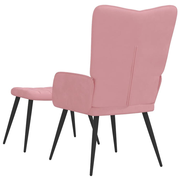Scaun de relaxare cu taburet, roz, catifea - WALTI WALTI