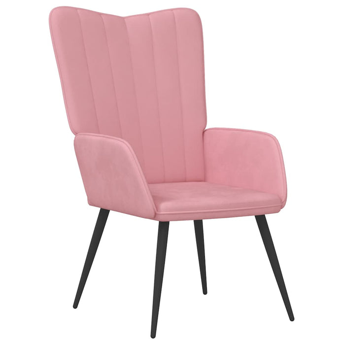 Scaun de relaxare cu taburet, roz, catifea - WALTI WALTI