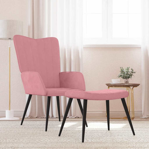 Scaun de relaxare cu taburet, roz, catifea - WALTI WALTI