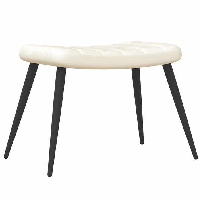 Scaun de relaxare cu taburet, alb crem, catifea - WALTI WALTI