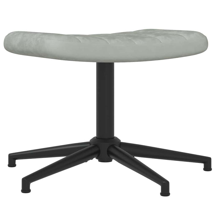 Scaun de relaxare cu taburet, gri deschis, catifea WALTI