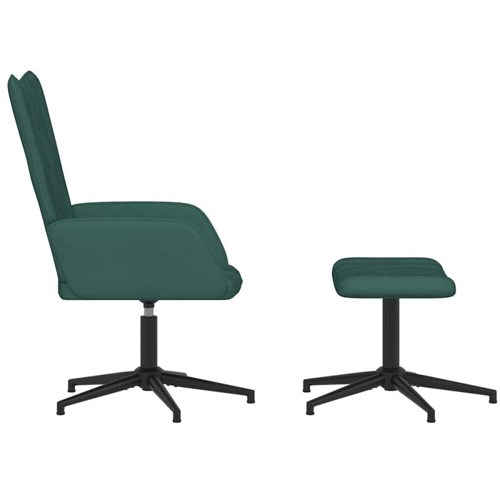 Scaun de relaxare cu taburet, verde închis, catifea WALTI