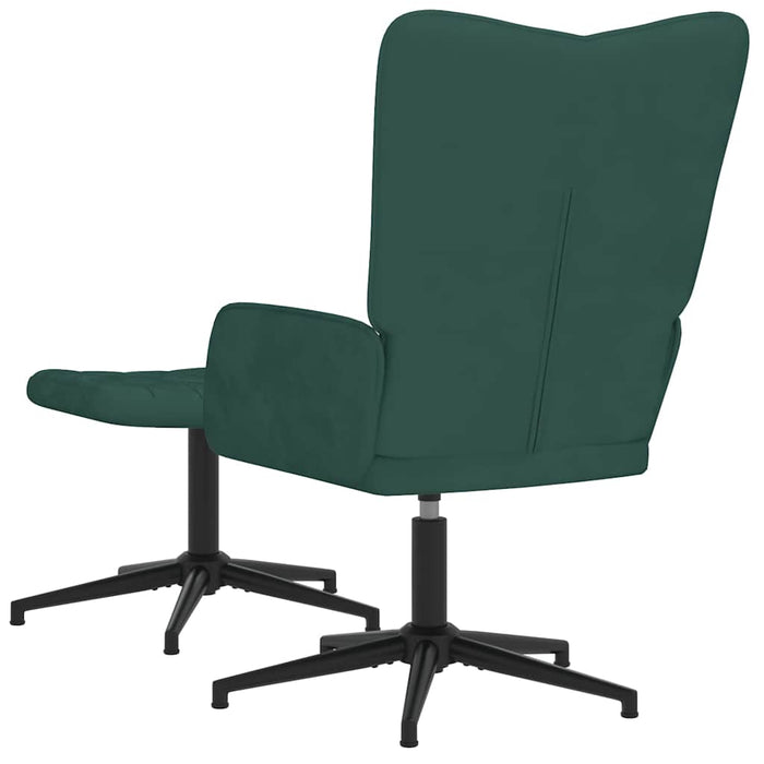 Scaun de relaxare cu taburet, verde închis, catifea WALTI