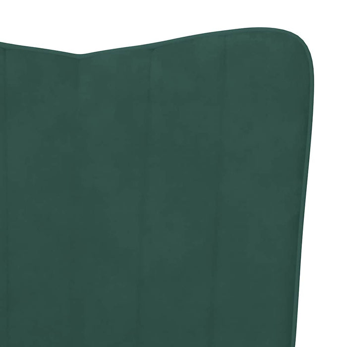 Scaun de relaxare cu taburet, verde închis, catifea WALTI