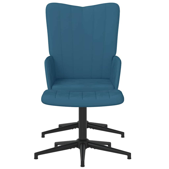 Scaun de relaxare cu taburet, albastru, catifea WALTI