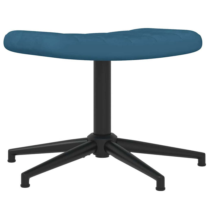Scaun de relaxare cu taburet, albastru, catifea WALTI
