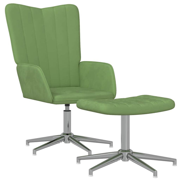 Scaun de relaxare cu taburet, verde deschis, catifea WALTI