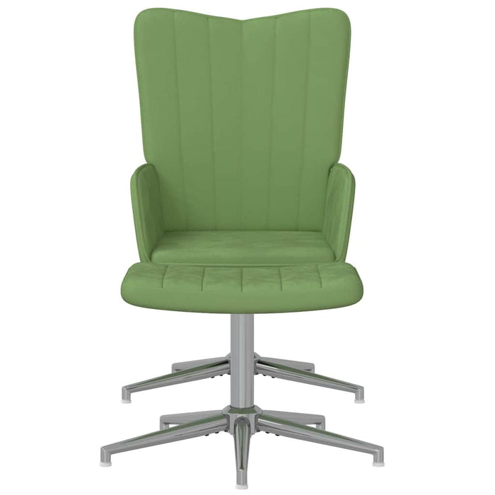 Scaun de relaxare cu taburet, verde deschis, catifea WALTI