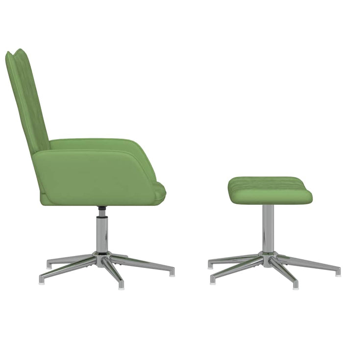 Scaun de relaxare cu taburet, verde deschis, catifea WALTI