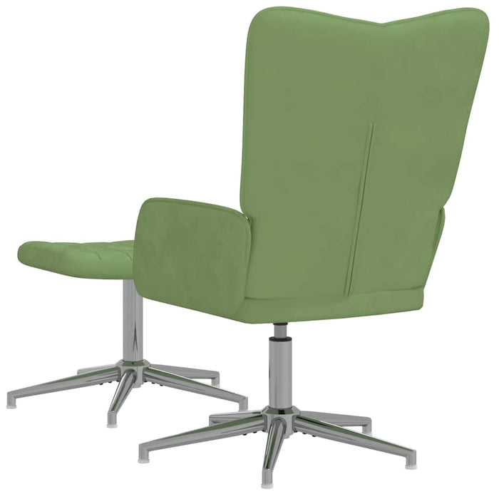 Scaun de relaxare cu taburet, verde deschis, catifea WALTI