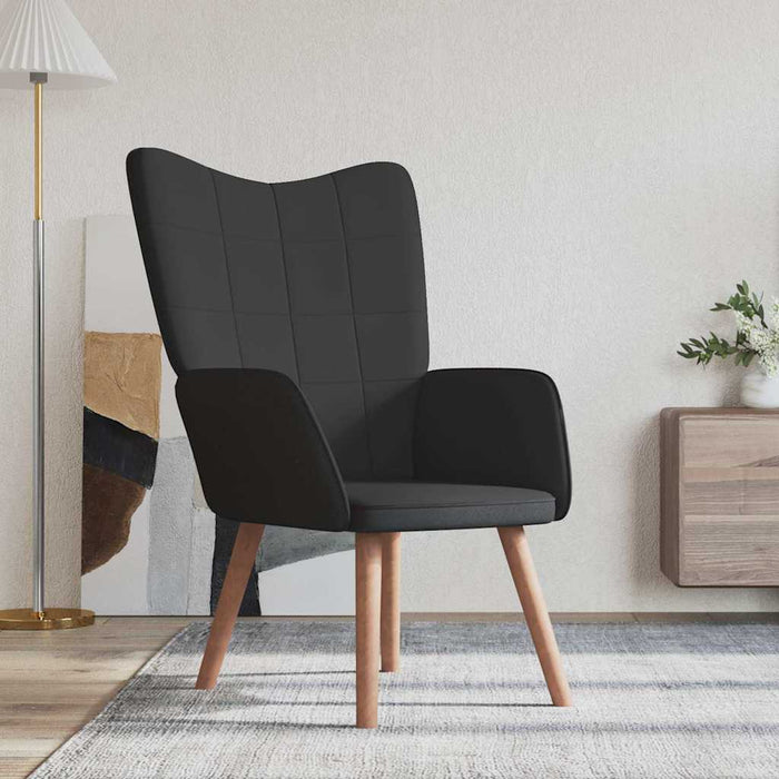 Scaun de relaxare, negru, catifea și PVC WALTI