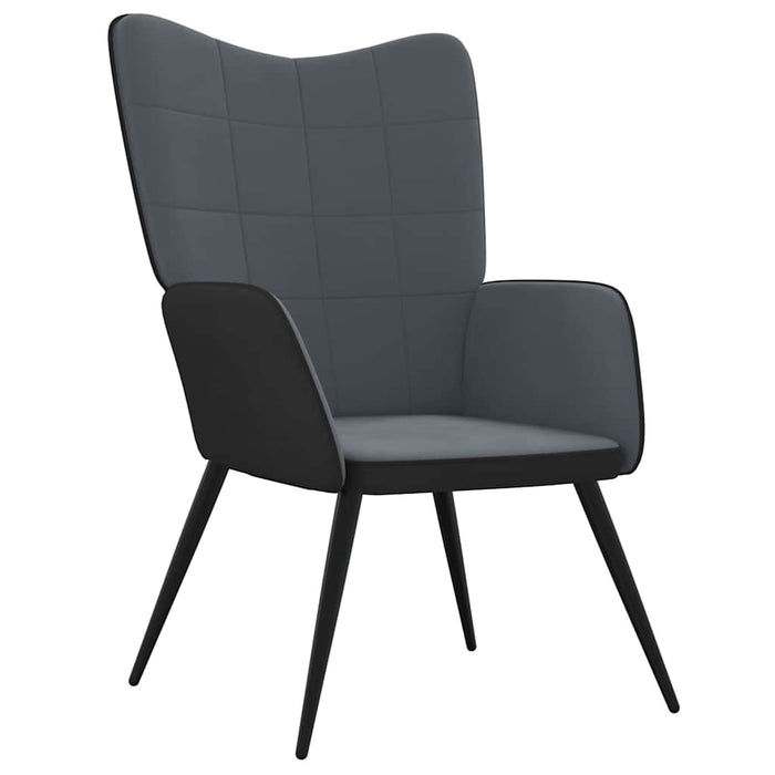 Scaun de relaxare, gri închis, catifea și PVC WALTI