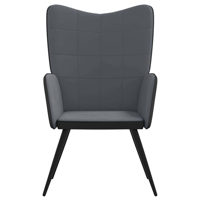 Scaun de relaxare, gri închis, catifea și PVC WALTI