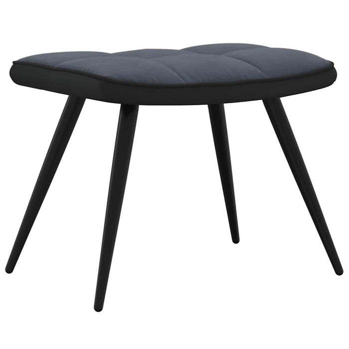 Scaun de relaxare cu taburet, gri închis, catifea și PVC WALTI