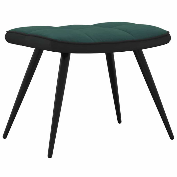 Scaun de relaxare cu taburet, verde închis, catifea și PVC WALTI