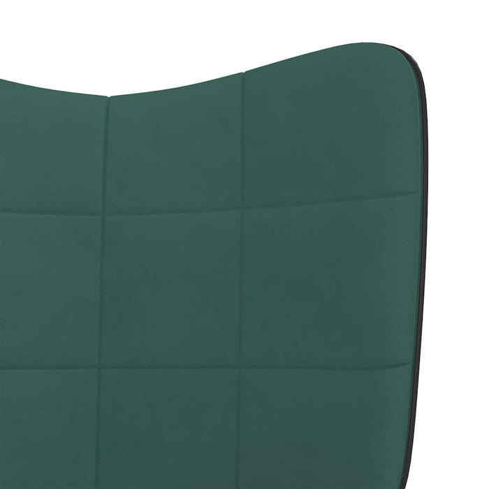Scaun de relaxare cu taburet, verde închis, catifea și PVC WALTI