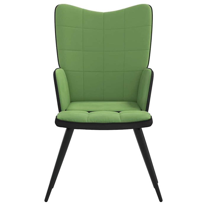 Scaun de relaxare cu taburet, verde deschis, catifea și PVC WALTI