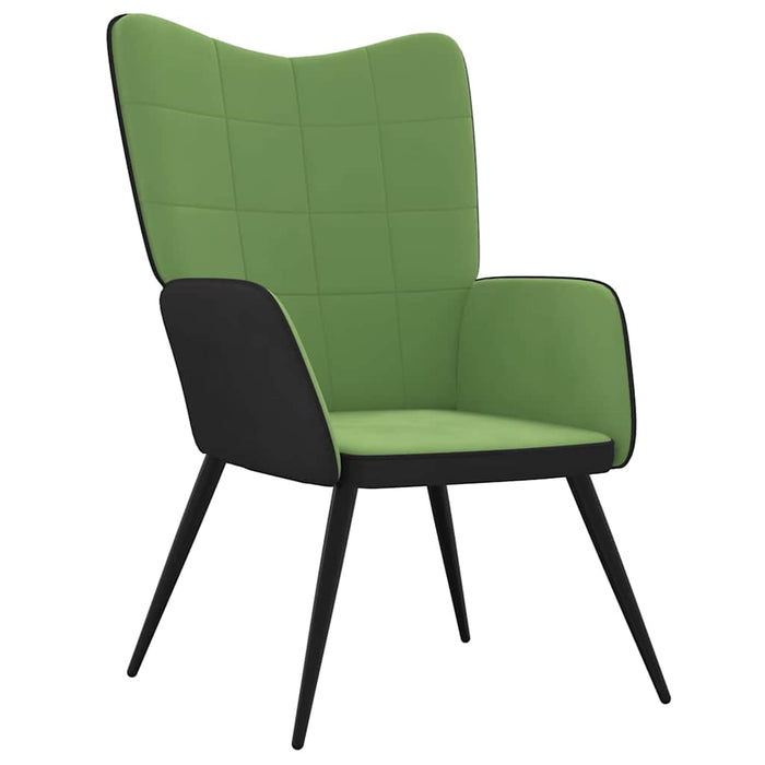 Scaun de relaxare cu taburet, verde deschis, catifea și PVC WALTI