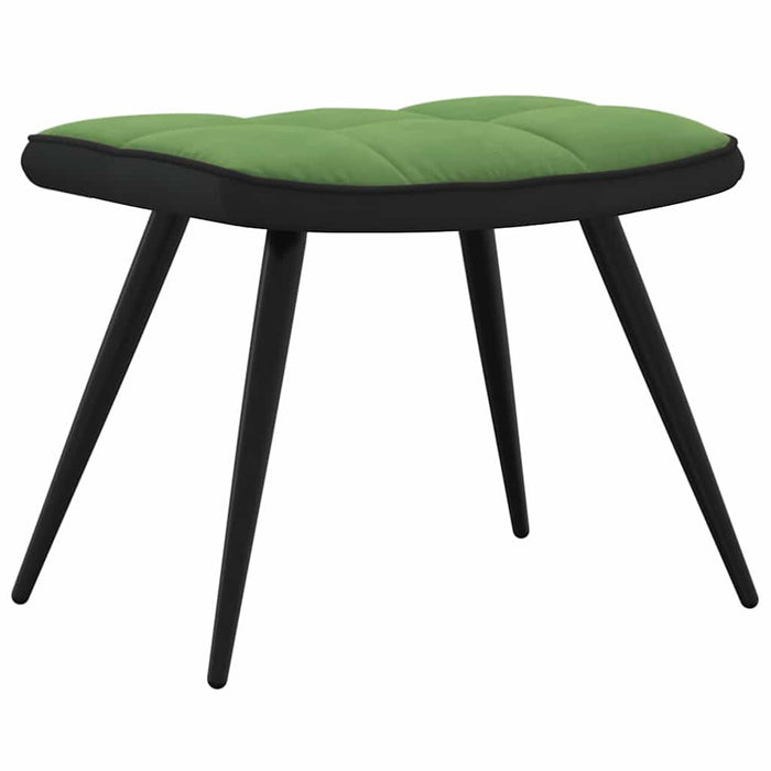 Scaun de relaxare cu taburet, verde deschis, catifea și PVC WALTI