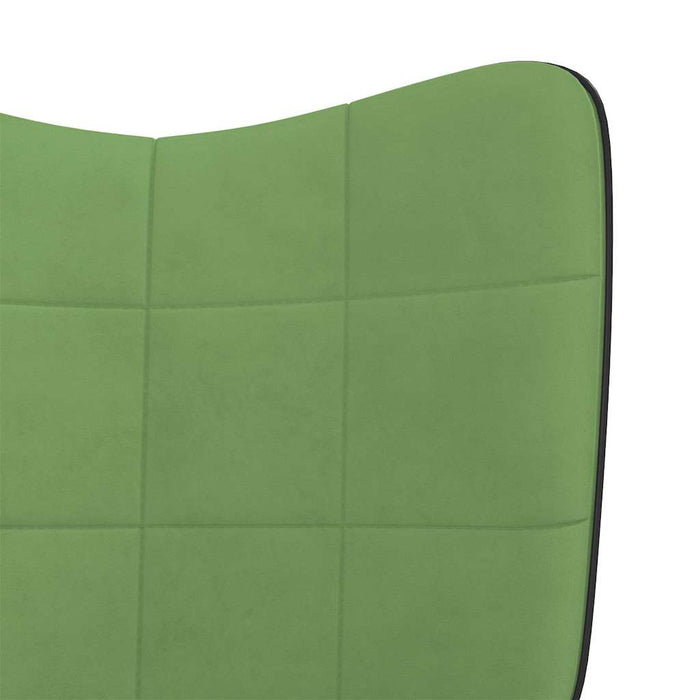 Scaun de relaxare cu taburet, verde deschis, catifea și PVC WALTI