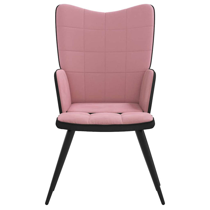 Scaun de relaxare cu taburet, roz, catifea și PVC WALTI