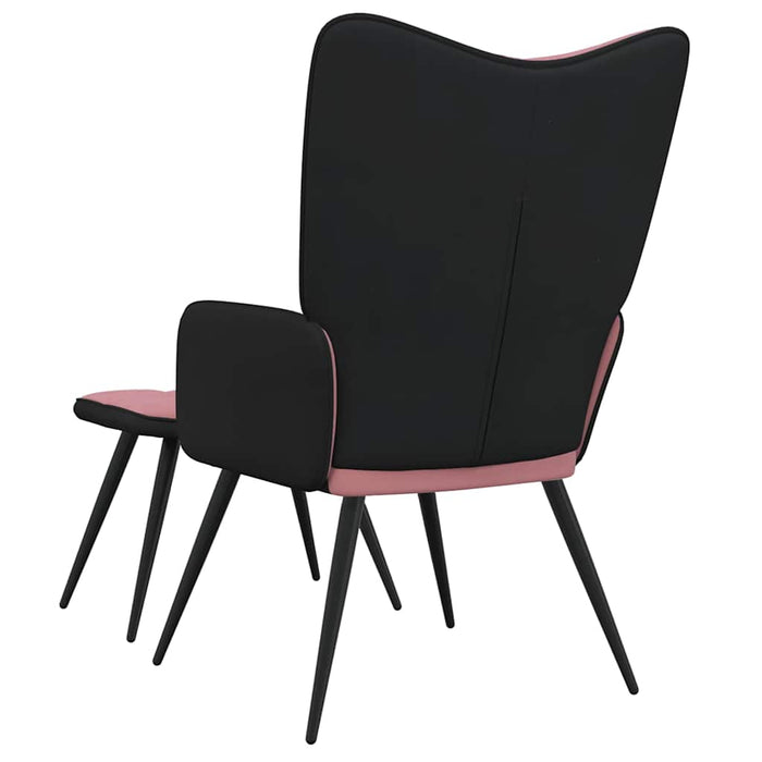 Scaun de relaxare cu taburet, roz, catifea și PVC WALTI