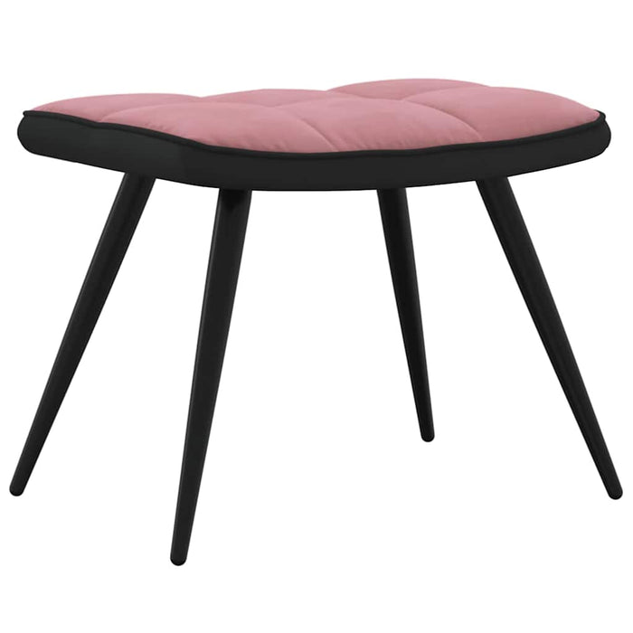 Scaun de relaxare cu taburet, roz, catifea și PVC WALTI