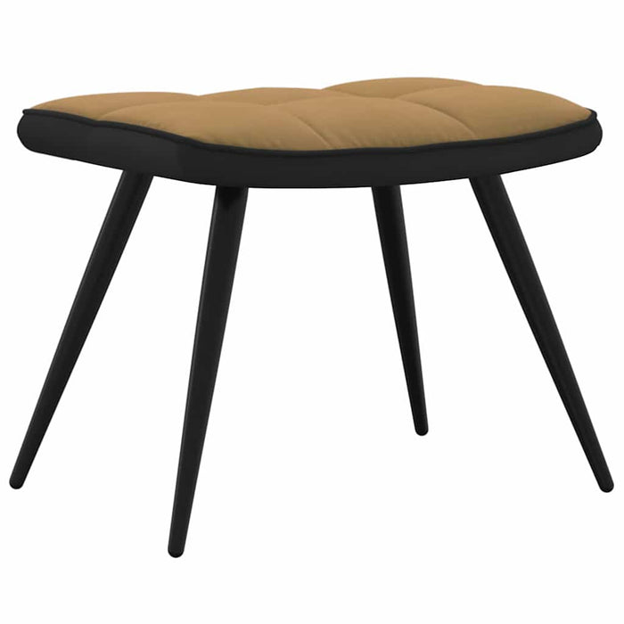 Scaun de relaxare cu taburet, maro, catifea și PVC WALTI