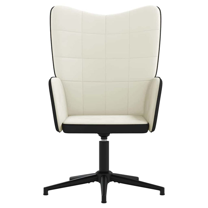 Scaun de relaxare, alb crem, catifea și PVC WALTI