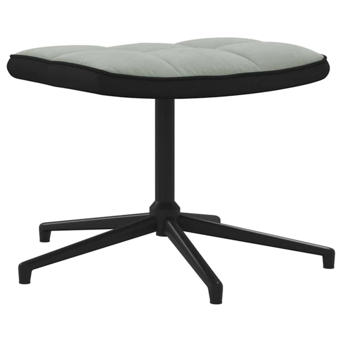 Scaun de relaxare cu taburet, gri deschis, catifea și PVC WALTI