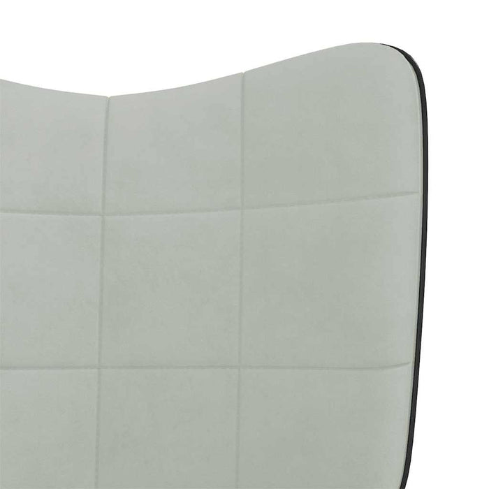 Scaun de relaxare cu taburet, gri deschis, catifea și PVC WALTI
