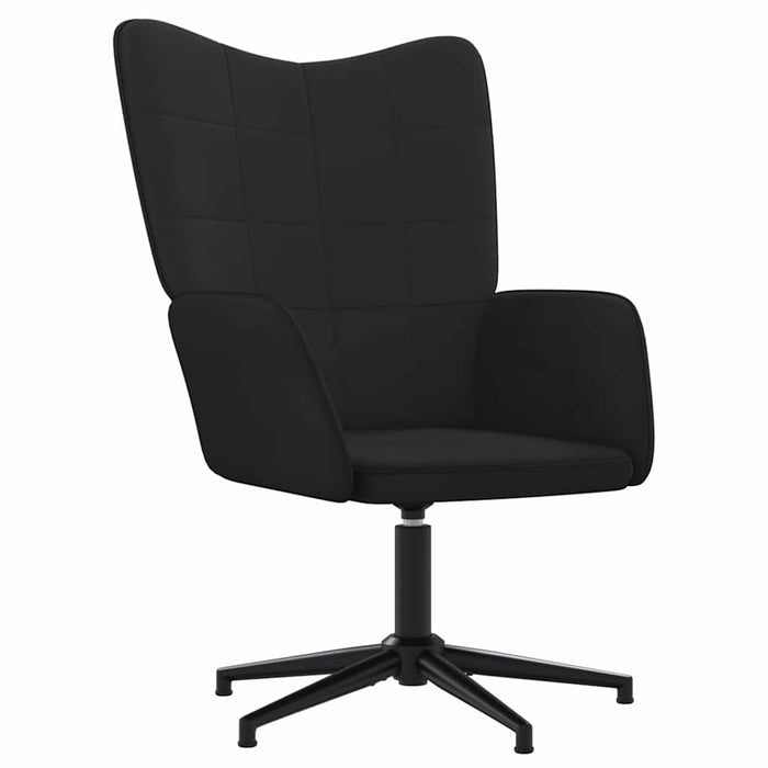 Scaun de relaxare cu taburet, negru, catifea și PVC WALTI