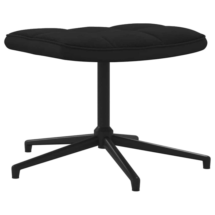 Scaun de relaxare cu taburet, negru, catifea și PVC WALTI