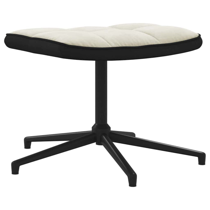 Scaun de relaxare cu taburet, alb crem, catifea și PVC WALTI