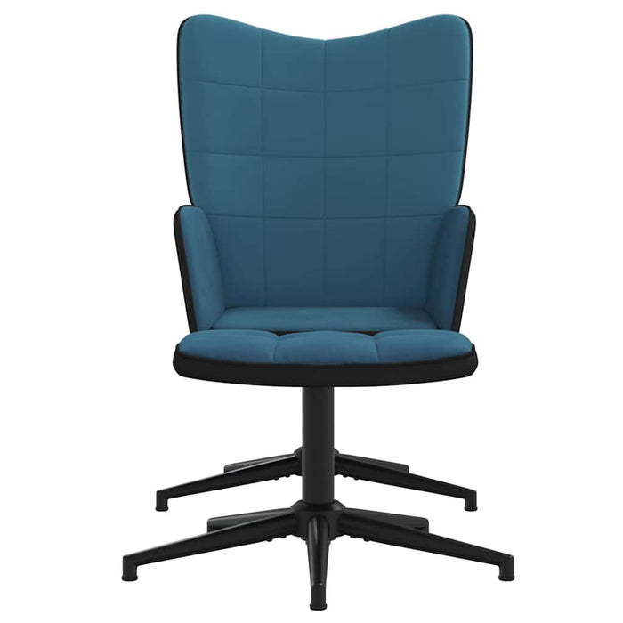 Scaun de relaxare cu taburet, albastru, catifea și PVC WALTI