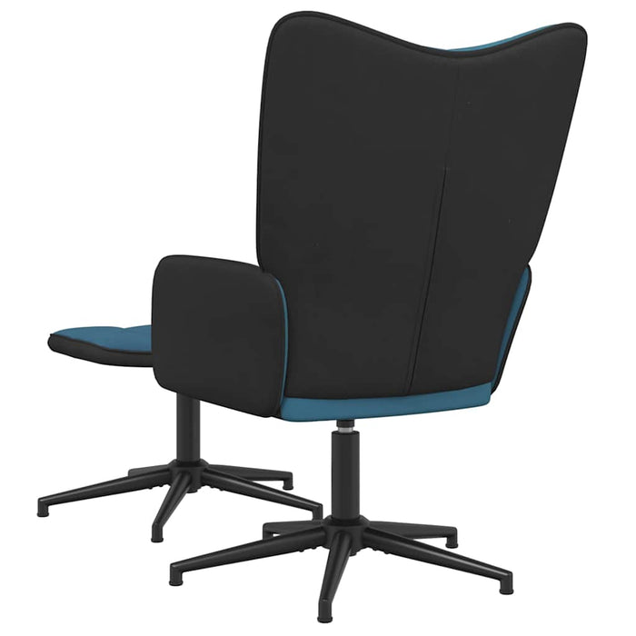 Scaun de relaxare cu taburet, albastru, catifea și PVC WALTI