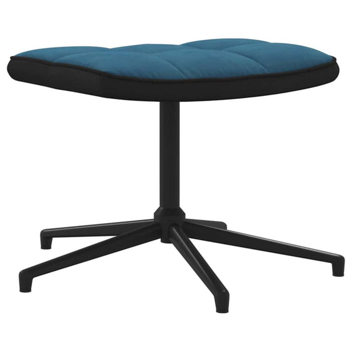 Scaun de relaxare cu taburet, albastru, catifea și PVC WALTI