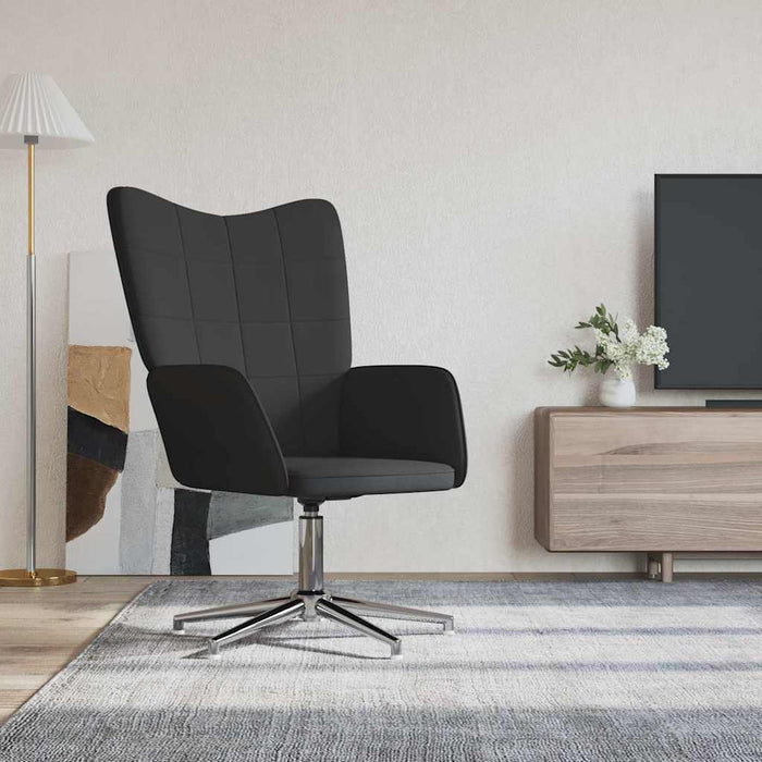 Scaun de relaxare, negru, catifea și PVC WALTI