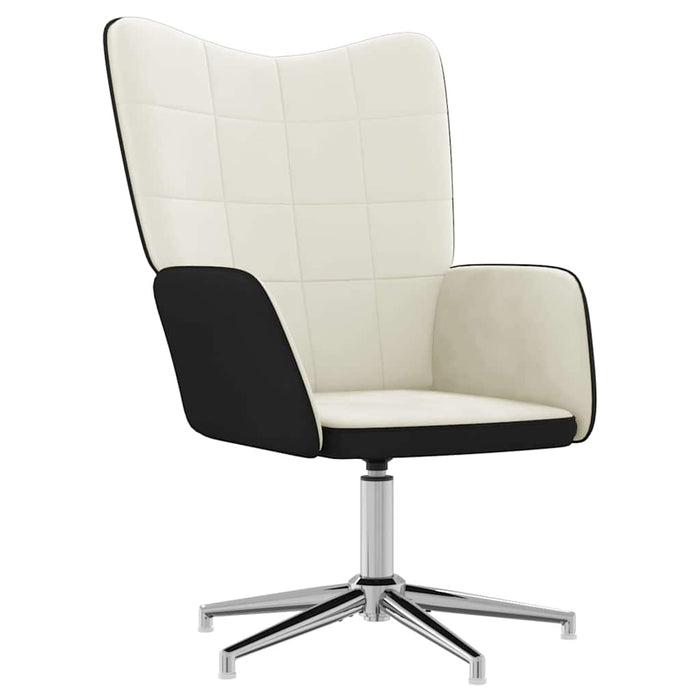 Scaun de relaxare, alb crem, catifea și PVC WALTI