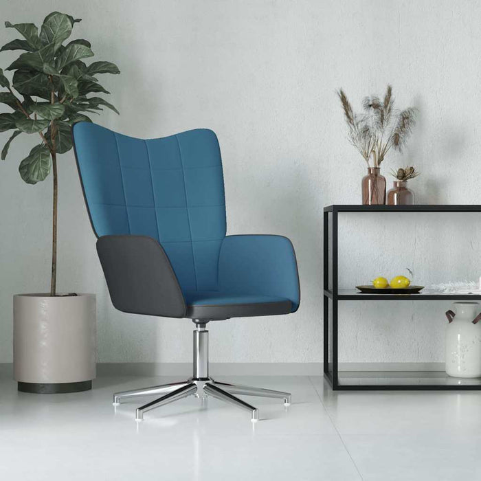 Scaun de relaxare, albastru, catifea și PVC WALTI