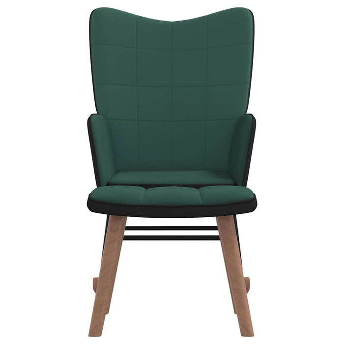 Scaun balansoar cu taburet, verde închis, catifea și PVC WALTI