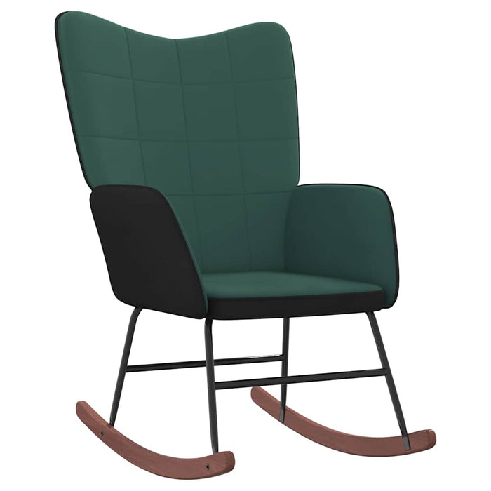 Scaun balansoar cu taburet, verde închis, catifea și PVC WALTI