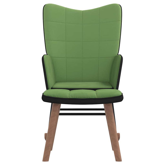Scaun balansoar cu taburet, verde deschis, catifea și PVC WALTI