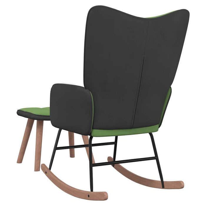 Scaun balansoar cu taburet, verde deschis, catifea și PVC WALTI