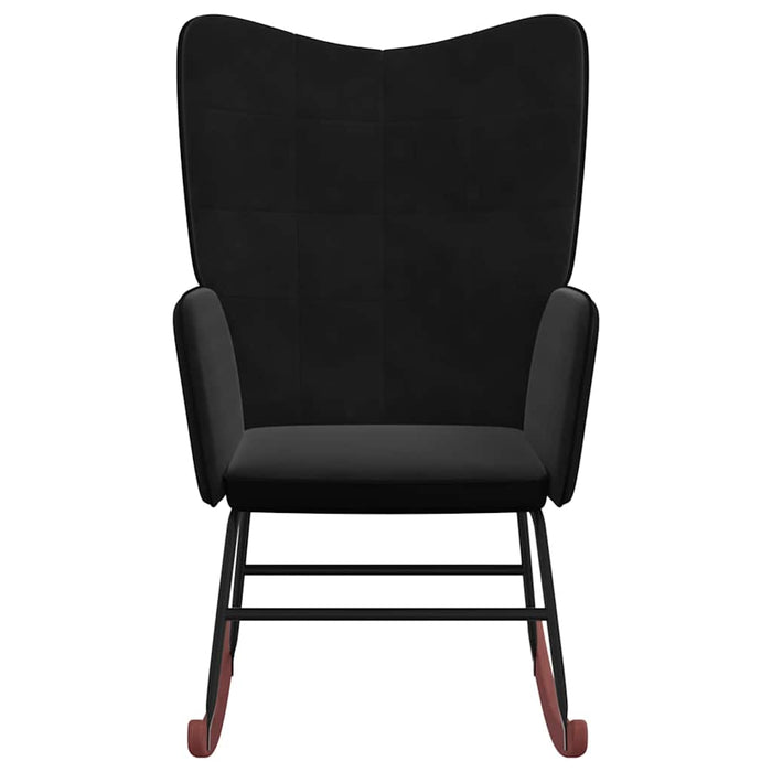 Scaun balansoar cu taburet, negru, catifea și PVC WALTI