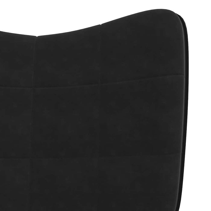 Scaun balansoar cu taburet, negru, catifea și PVC WALTI
