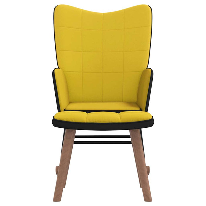 Scaun balansoar cu taburet, galben muștar, catifea și PVC WALTI